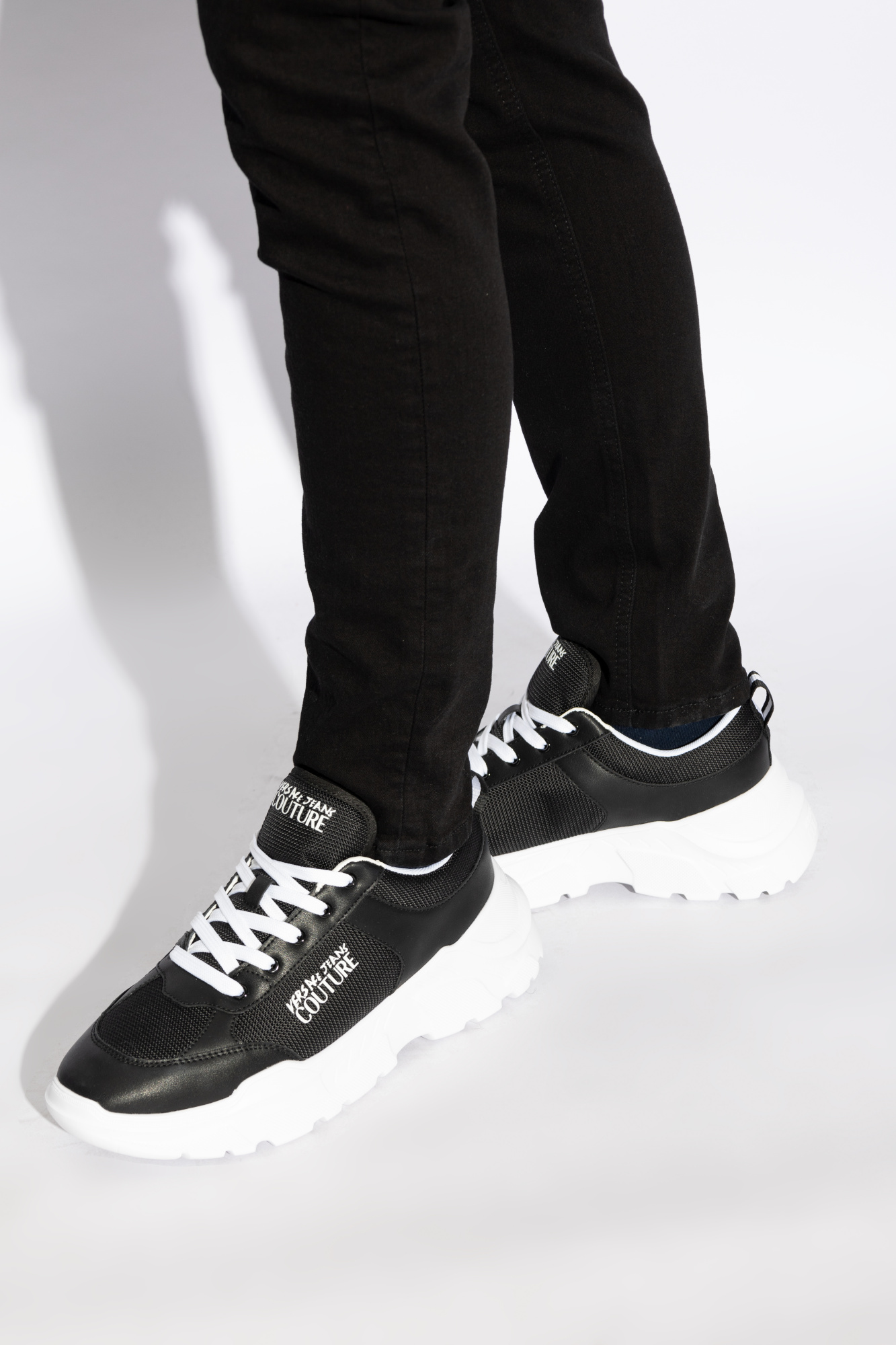 Black Sneakers with printed logo Versace Jeans Couture